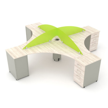 Escritorio en cruz, diseño de muebles escolares